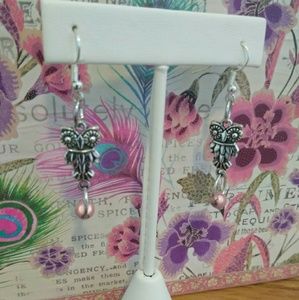 Silver Owl pierced earrings